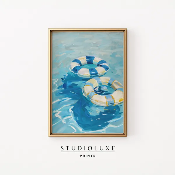 Pool Rafts Matisse-Inspired Vintage Travel Poster