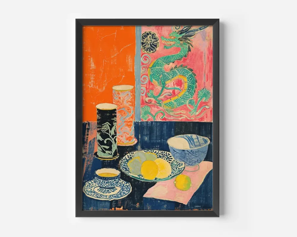 Chinese Tea Print Dragon Poster, Vintage Kitchen Decor - Image 2