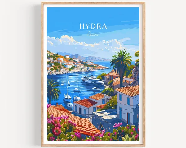 Hydra Travel Poster, Greece Wall Art Art Print