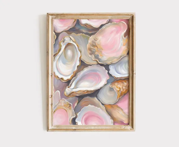 Vintage Coastal Seashell Art Print, Preppy Decor