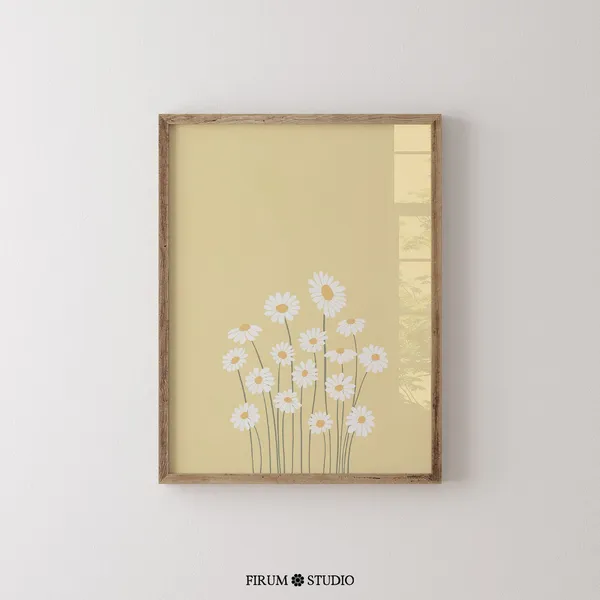 Pastel Yellow Daisies Botanical Boho Art Print
