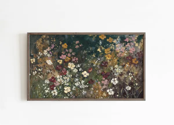Spring Wildflowers, Moody Vintage Floral Art Print