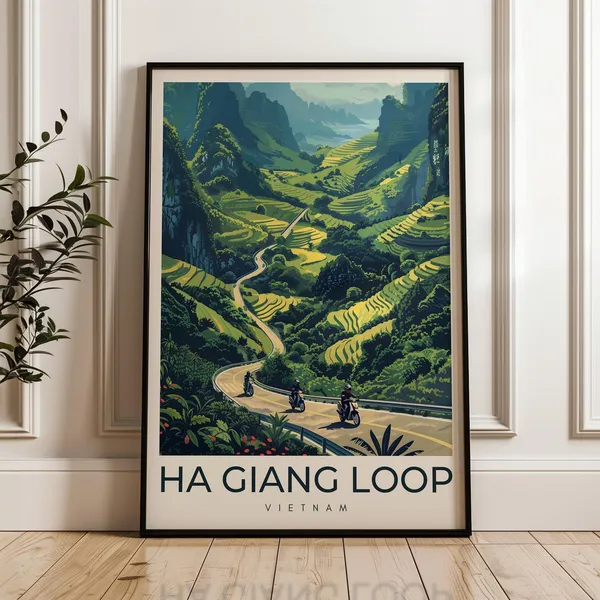 Ha Giang Loop Illustration Home Office Wall Art Print