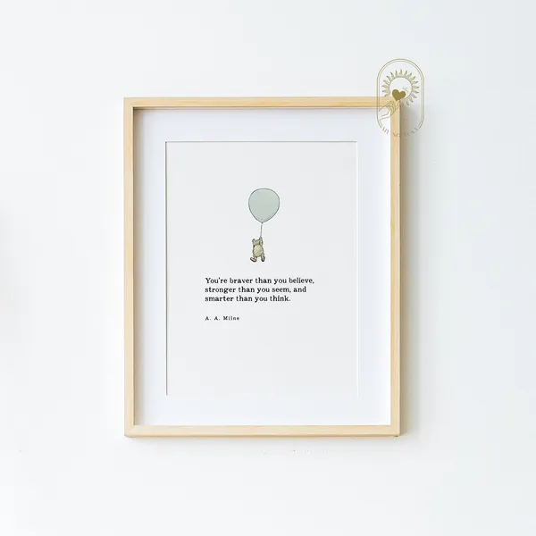 Winnie The Pooh Nursery Wall Art, Pooh Quote