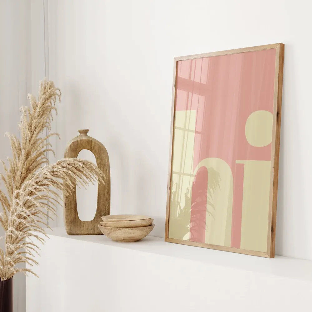 Hi Poster Hello Typography Art Print for Living Room