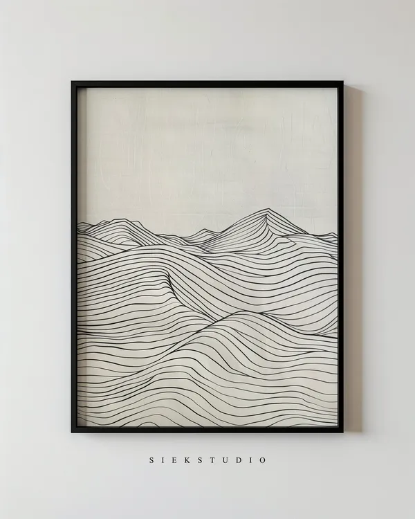 Minimalist Mountain Line Art, Neutral Landscape Print