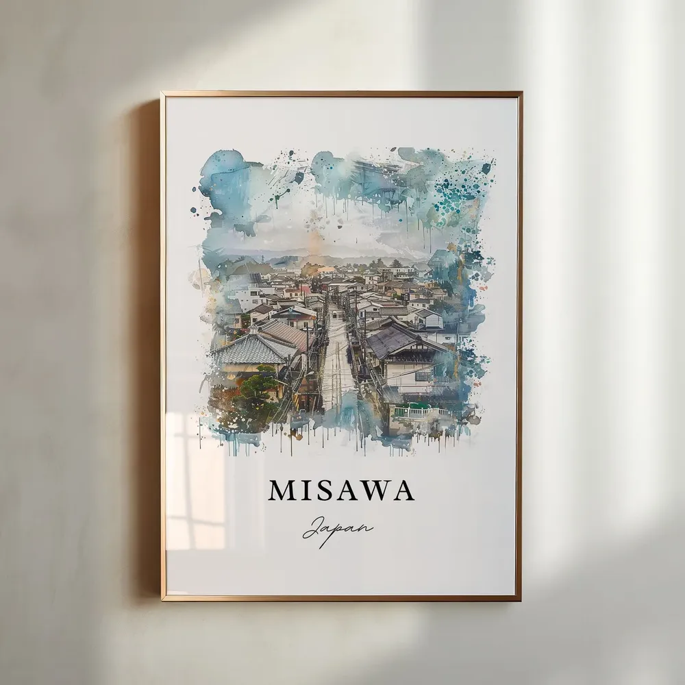 Misawa Japan Watercolor Art Print, Travel Poster - Image 4