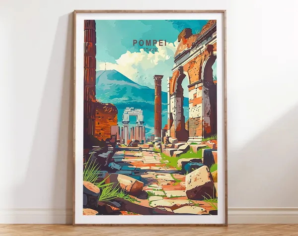 Pompei Italy Travel Poster, Personalised Wall Art