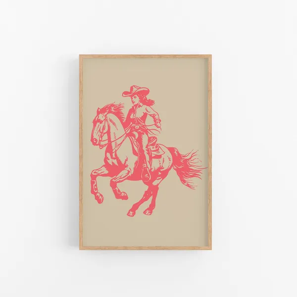 Retro Cowgirl Art Print, Western Home Decor