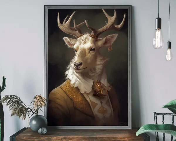 Stag Vintage Portrait Art Print, Renaissance Style