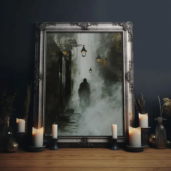 Mysterious Shadow In Fog Halloween Art Print
