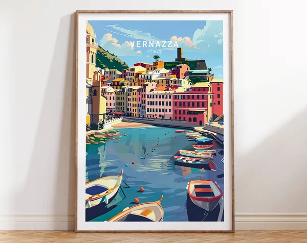 Vernazza Travel Poster, Italy Coast Art Print