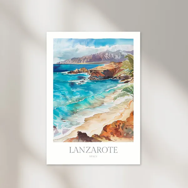 Lanzarote Spain Watercolor Travel Poster