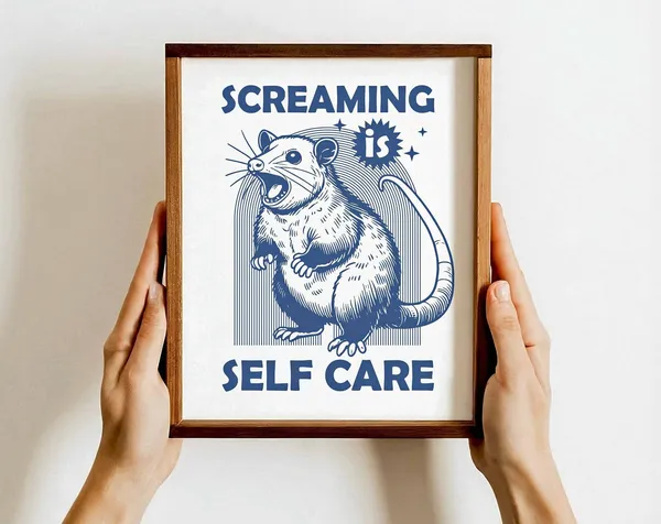 Retro Possum Print, Vintage River Animal Humor