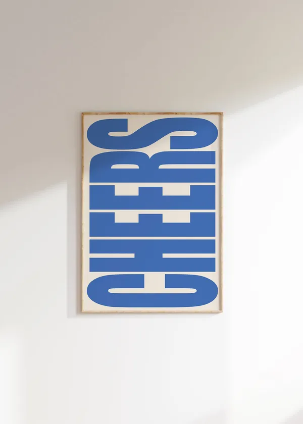 Cheers Typography Poster, Retro Bar Wall Art