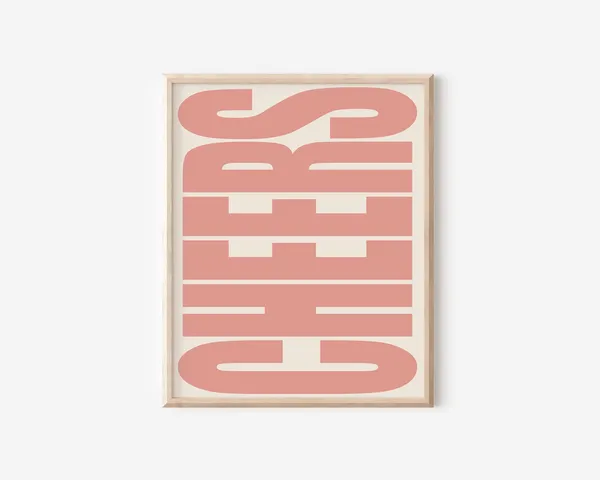Cheers Typography Poster, Retro Bar Art Print
