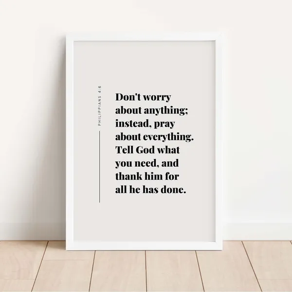 Philippians 4:6 Bible Verse Christian Art Print