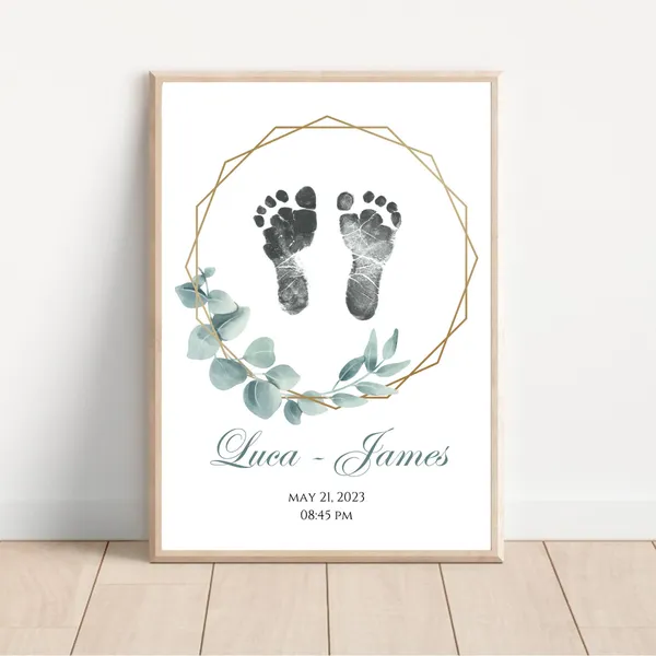 Personalized Birth Print, Newborn Footprint Nursery Art