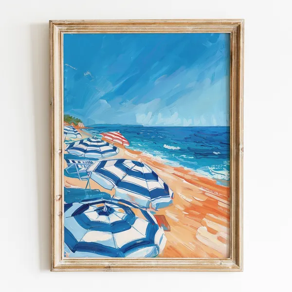 Beach Girly French Summer Poster, Preppy Room Decor