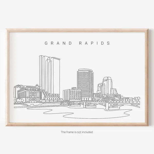 Grand Rapids Michigan Skyline One Line Drawing Print