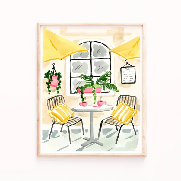 Buttercream Caf Print, Summer Coffee Shop Art