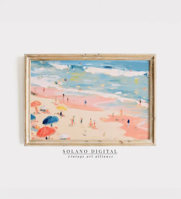 Abstract Coastal Vintage Beach Art Print