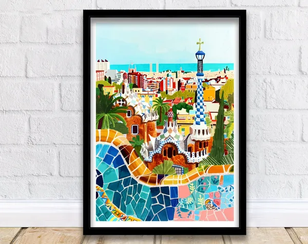 Barcelona Spain Travel Poster, Home Decor Print