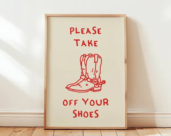 Please Take Off Your Shoes Cowboy Boots Poster Art