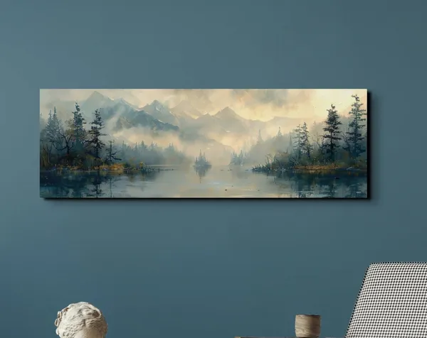 Foggy Mountains And Forest Art Print, Nature Decor