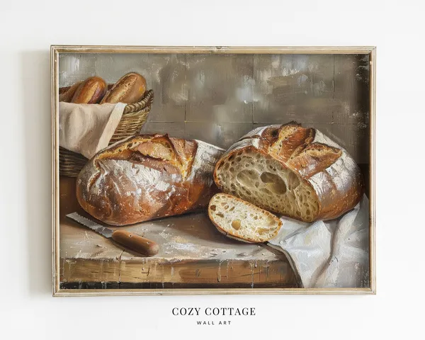 Sourdough Bread Print, Vintage Still Life Kitchen Art