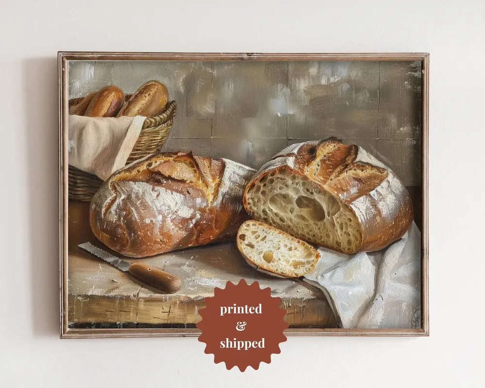 Sourdough Bread Vintage Still Life Kitchen Art Print