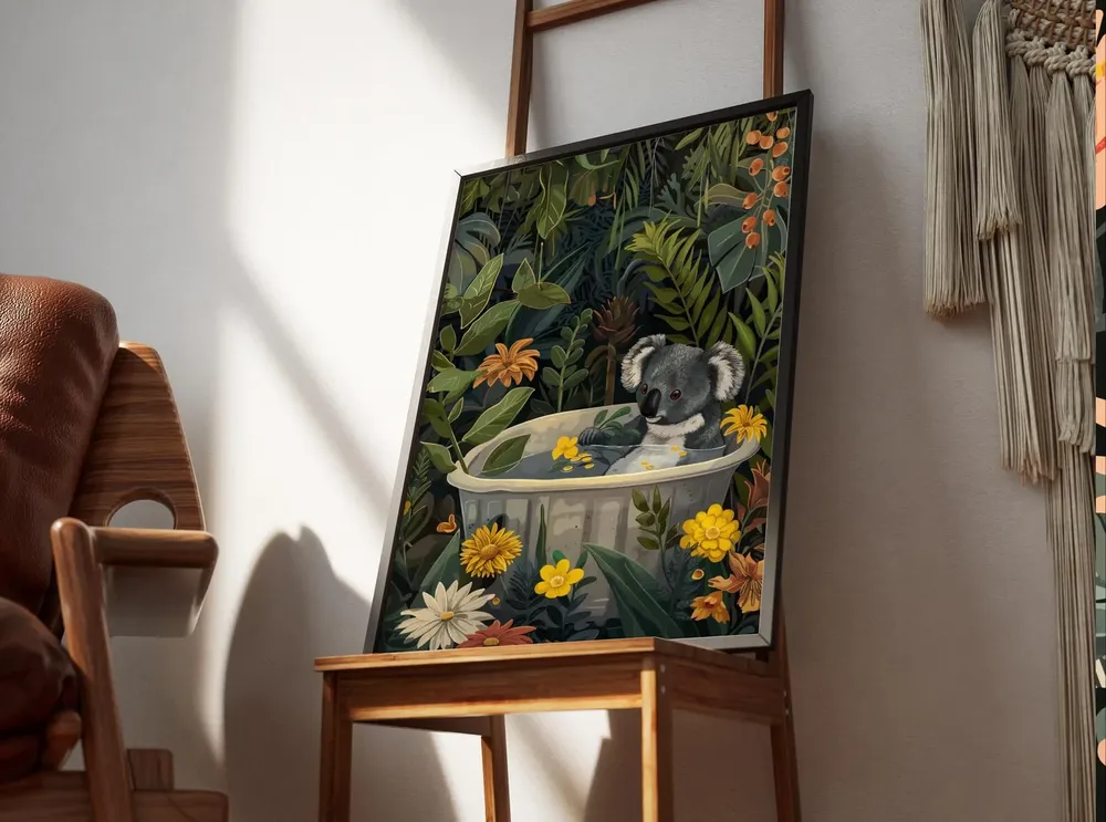 Koala Boho Jungle Kids Room Art Print - Image 3