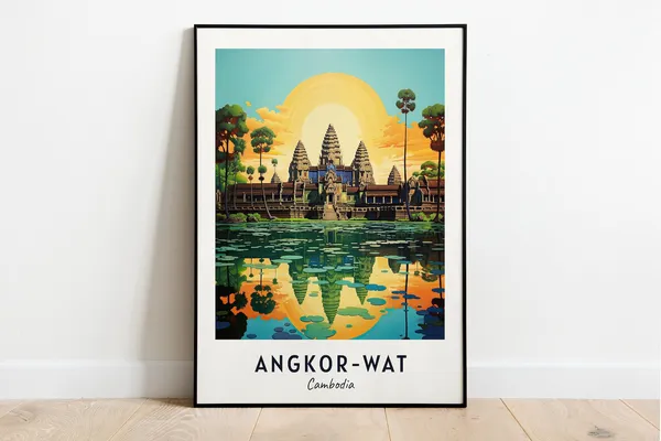 Angkor Wat Cambodia Travel Poster, Travel Gift