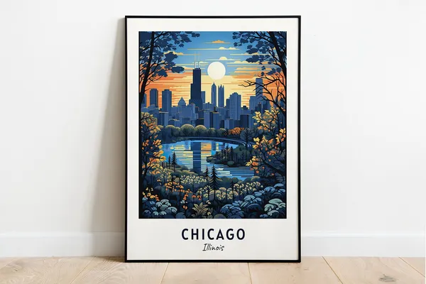 Chicago Illinois Wedding Gift Travel Poster