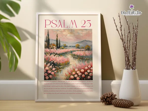 Psalm 23 Pink Christian Scripture Art Print