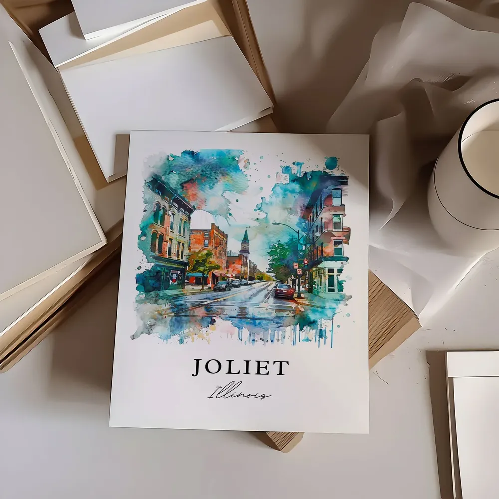 Joliet Illinois Watercolor Travel Poster, Housewarming - Image 6