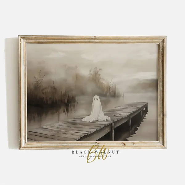 Vintage Ghost Painting Halloween Poster, Rustic Decor