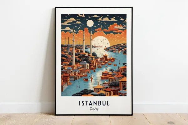 Istanbul Travel Poster, Turkey City Print
