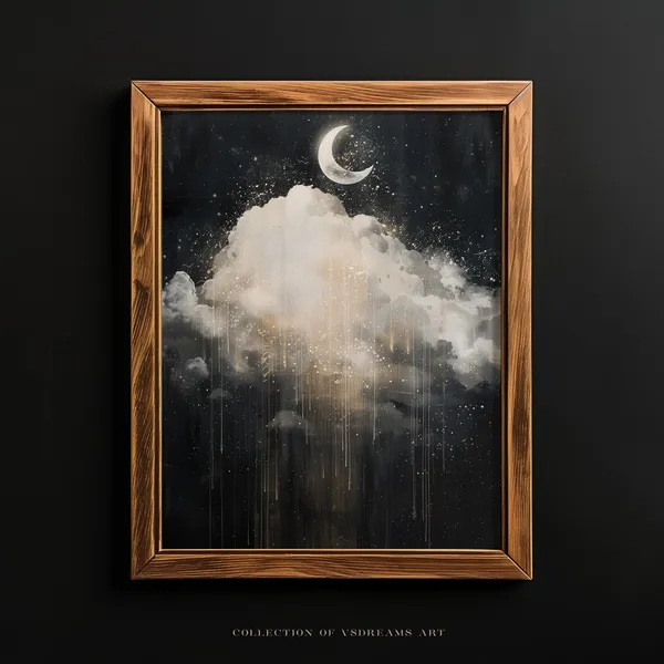 Gothic Starry Night Art Print, Dark Academia Decor