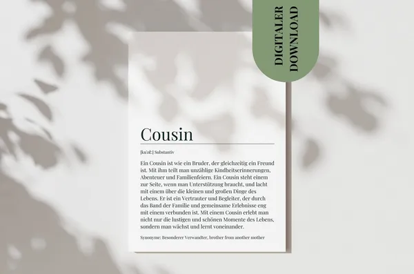 Cousin Birthday Definition Poster, Gift for Cousin