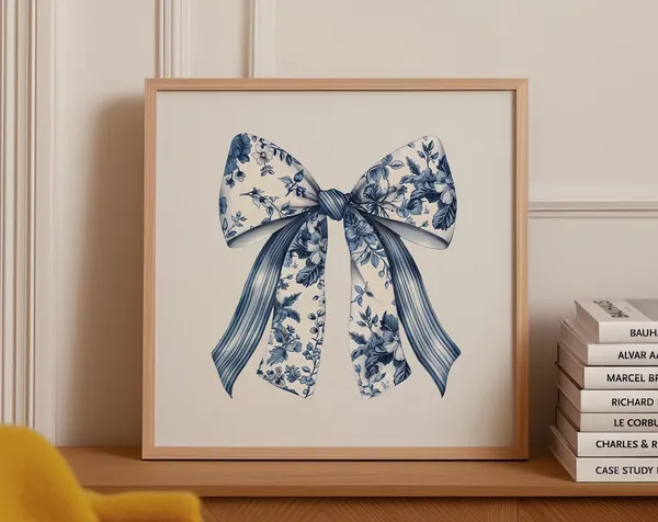 Blue Bow Coquette Chinoiserie Nursery Art Print