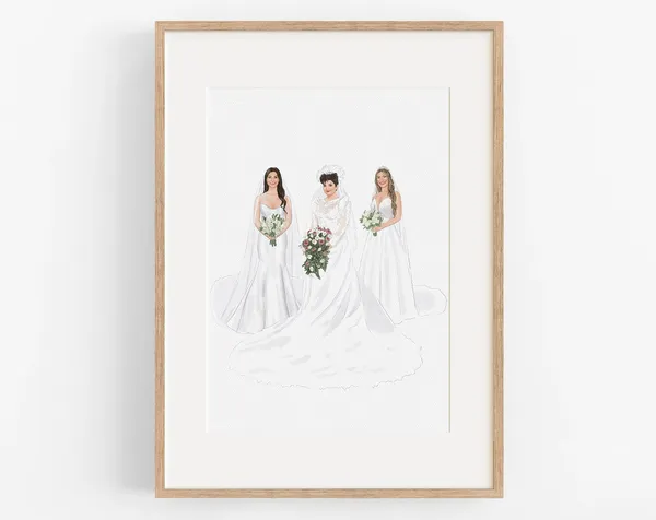 Generational Wedding Portrait, Custom Watercolor Gift