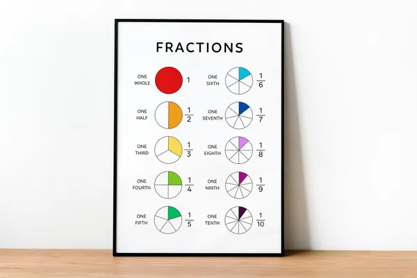 Fractions Fraction Chart Educational Math Poster