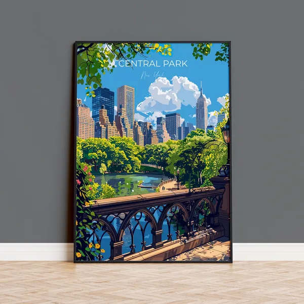 Central Park New York Travel Poster, USA Art Print