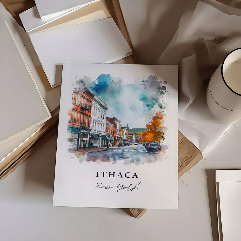 Ithaca, NY Travel Poster, Custom Text Art Print - Image 6