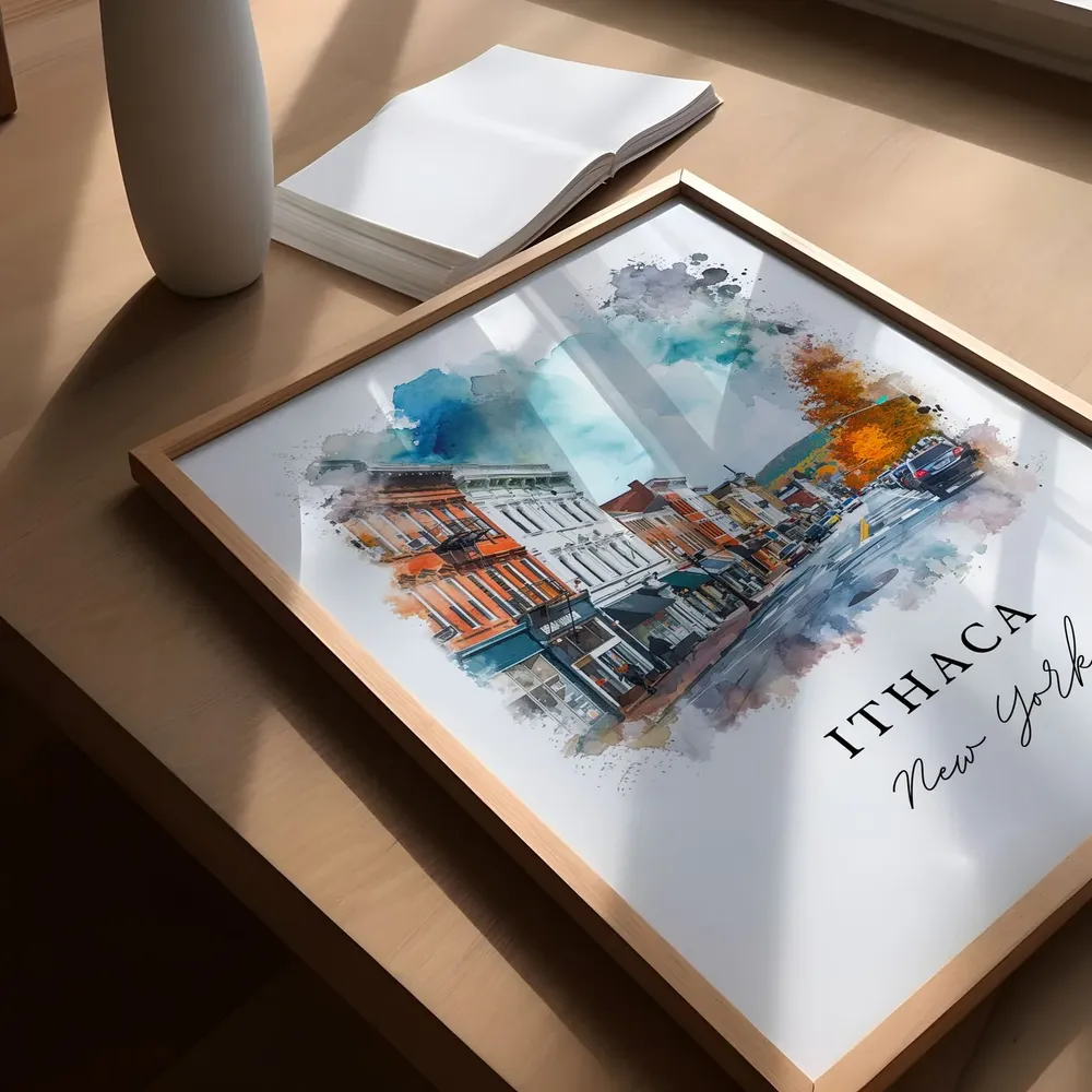 Ithaca, NY Travel Poster, Custom Text Art Print - Image 5