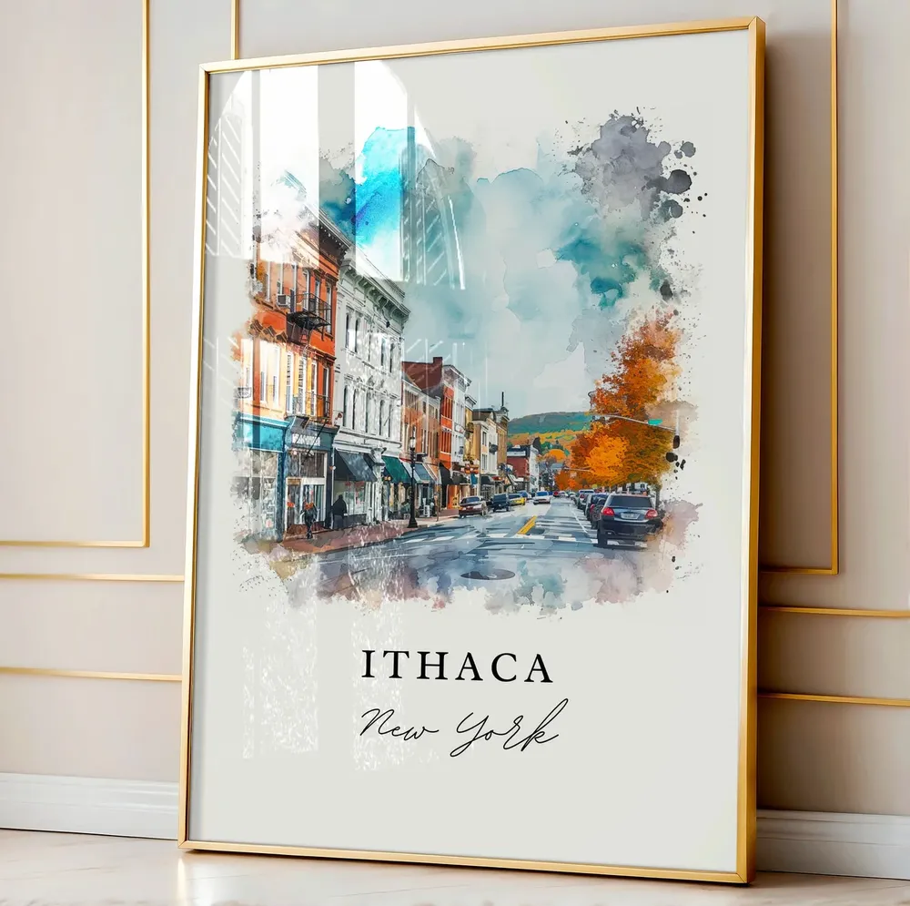 Ithaca, NY Travel Poster, Custom Text Art Print - Image 4