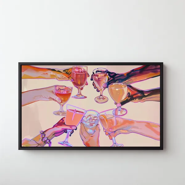 Bar Cart Cheers, Retro Kitchen Wall Art Print