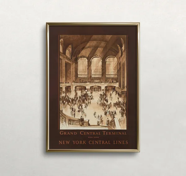 Grand Central Station Vintage Travel Poster, New York City