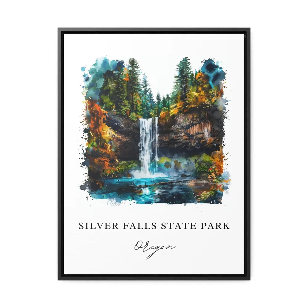 Silver Falls State Park Watercolor Travel Poster - Image 3